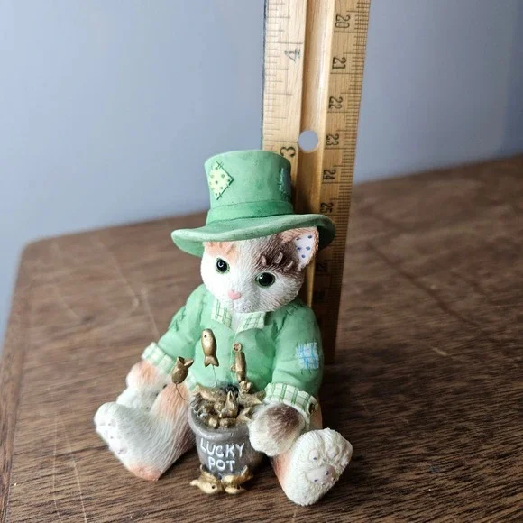 Enesco Calico Kitten Fishin For Good Luck 1996 Priscilla Hillman Figurine 204021 - Picture 6 of 6